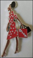 Diva Lapel Pin - Lady in Red Dress 