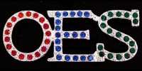 OES - Order of the Eastern Star - Pin w/Stones - Red/Blue/Green